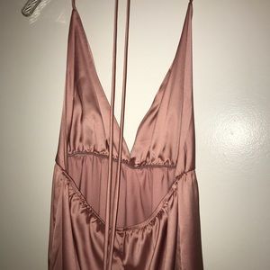 Plunging V-Neck Silky Open Back Dress